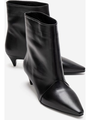 Luvi Amara Siyah Cilt Hakiki Deri Kadın Kısa Topuklu Bot