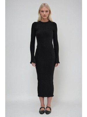 Lijuri Bisiklet Yaka Çizgili ve Likralı Triko Elbise 2011