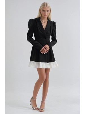 Lijuri Etek Ucu Fırfırlı Balon Kol Elbise 2966