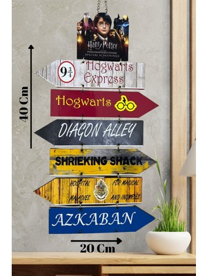 PremiumPort Harry Potter Temalı Ahşap Yön Tabelası, Duvar Dekorasyonu