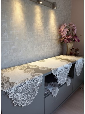 PremiumPort Keten Gadenya 5'li Runner Seti, Şık ve Zarif Salon Dekoru