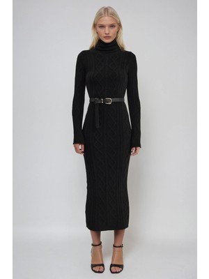 Lijuri Baklava Desenli Uzun Triko Elbise 2010