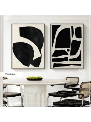 PremiumPort Şeffaf Camlı Metal Çerçeveli 2'li Tablo Seti, Modern Dekorasyon Hediye