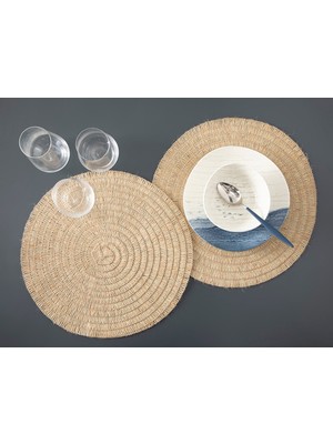 PremiumPort Joan Jüt 2'li Amerikan Servis 38 cm Natürel, Doğal ve Şık Tasarım