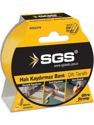 Sgs Çift Taraflı Halı Kaydırmaz Bant 48 mm x 10 M – Ultra Strong Tutucu Yapışkan Bant