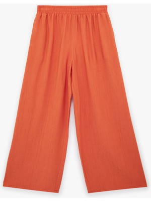 Koton Viskon Karışımlı Beli Lastikli Loose Fit Geniş Paça Palazzo Pantolon