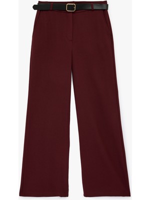 Koton Cepli Düz Bol Paça Kemerli Kumaş Pantolon