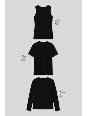 Basic O Yaka 3’lü Paket Siyah Kadın T-Shirt