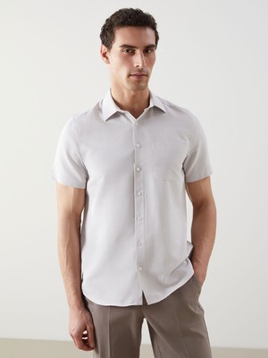 Lc Waikiki Yeni Sezon Regular Fit Kısa Kollu Armürlü Erkek Gömlek