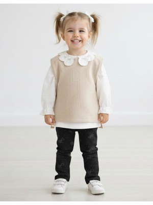 Ege Bebek Kız Çocuk Mevsimlik Süveter, Bluz ve Ispanyol Paçalı 3'lü Şık Bayram Kombini 2-3-4-5 Yaş Şık Takım