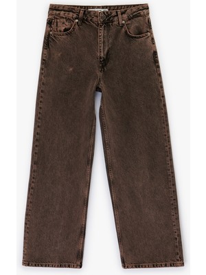 Koton Rahat Kalıp Yıkamalı Düğmeli Cepli Baggy Denim Pantolon - Baggy Jeans