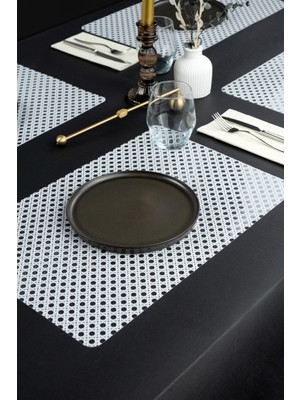 PremiumPort 6'lı Hazeran Desenli Supla ve Amerikan Servis Seti, 45X30 Cm, Ev Dekoru