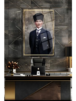 PremiumPort Altın Detaylı Ultra Yüksek Çözünürlüklü Dayanıklı Cam Tablo