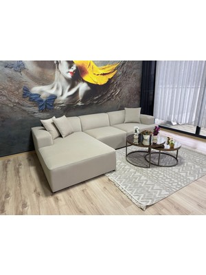 Erduran Mobilya Monza 3 Modül Sol Uzanma Zero 03 Leke Tutmaz Kumaş Köşe Koltuk Takımı