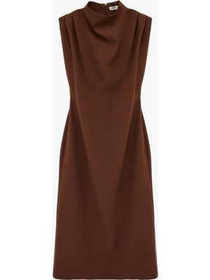 Koton Dik Yaka Kolsuz Krep Uzun Elbise