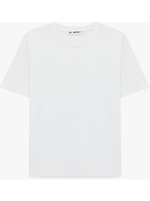 Koton Ayıcık Baskılı Kısa Kollu Baskılı Pamuklu Oversize Tişört