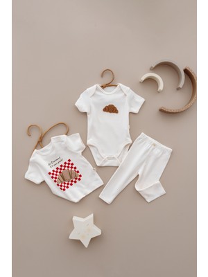 Oh la la Koala For Little Ones Unisex 3-6 Ay Kruvasan Temalı 3'lü Set Şık ve Konforlu