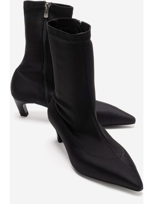 Luvi Alora Siyah Scuba Kadın Kısa Topuklu Bot