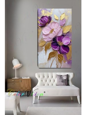 PremiumPort Renkli Çiçek Desenli Kanvas Tablo, Şık ve Modern Dekorasyon Için