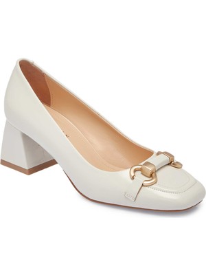 Tergan Beyaz Hakiki Deri Kadın Topuklu Ayakkabı - K25I1AY67798-U4S