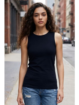 Tommy Life Lacivert Slim Fit Basic O Yaka Sıfır Kol Kadın Atlet - 97313