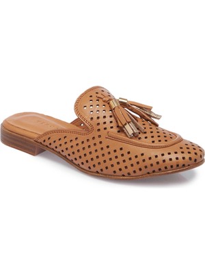 Tergan  Taba Hakiki Deri Kadın Terlik - K25Y1TR67888-A29