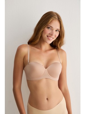 Balensiz Dolgulu Dikişsiz Straplez Lazer Sütyen Gül Kurusu 2203