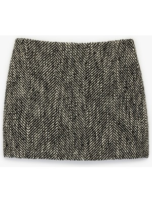 Koton A Kesim Desenli Mini Tüvit Etek