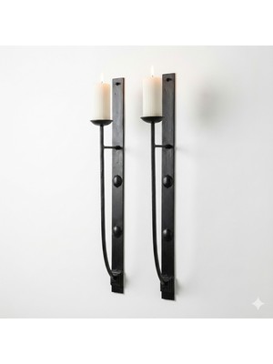 PremiumPort Vintage Duvar Askılı Ikili Büyük Mumluk, Şık ve Şık Dekoratif Parça