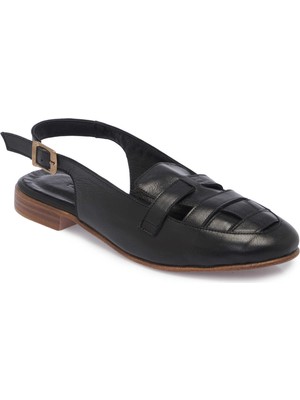 Tergan Siyah Hakiki Deri Kadın Sandalet - K25Y1AY67884-A23