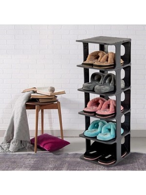 Bayev Gri Lüx Yeni Model Modern 5 Katlı Ayakkabılık Portatif Ayakkabı Standı Ayakkabılık