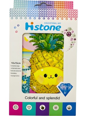 Elegantshop 5d Yapışan Boncuk Goblen Mozaik Tablo Pano 10*15 cm Ananas