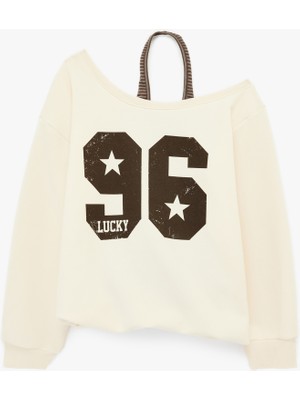 Koton Üç Iplik Şardonlu Uzun Kollu Baskılı Halter Yaka Sweatshirt