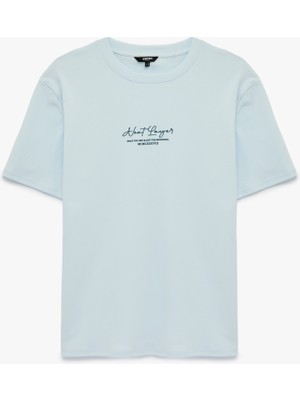 Koton Regular Fit Kısa Kollu Bisiklet Yaka Pamuklu Baskılı Tişört