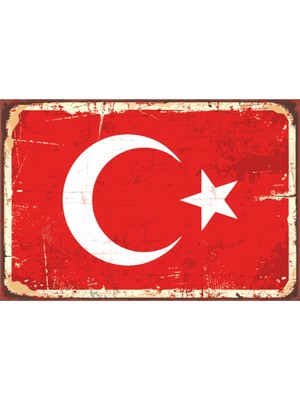 PremiumPort Vintage Tarzda Türk Bayrağı Ahşap Tablo, Dekoratif Duvar Sanatı