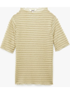 Koton Regular Fit Kısa Kollu Bisiklet Yaka Yarı Transparan Tişört