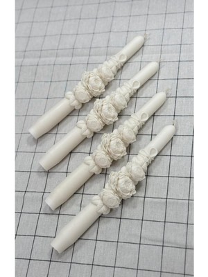 PremiumPort Kırık Beyaz Dekoratif Mum Şamdanlık Çift Seti, Şıklık ve Zarafet Için