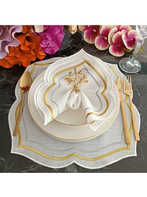 PremiumPort Gold ve Gümüş Detaylı, Leke Tutmaz Kumaş Amerikan Servis, Bir Adet