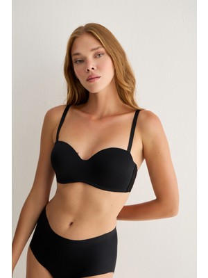 Toparlayıcı Balenli Dolgusuz Straplez Sırt Dantel Desenli Sütyen 2215