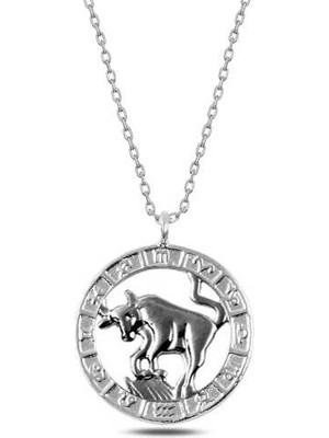 Tuncel Store ​925 Ayar Gümüş Boğa Burcu Kadın Gümüş Kolye T4987 (945)