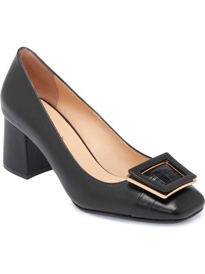 Tergan Siyah Hakiki Deri Kadın Topuklu Ayakkabı - K25I1AY67797-A23