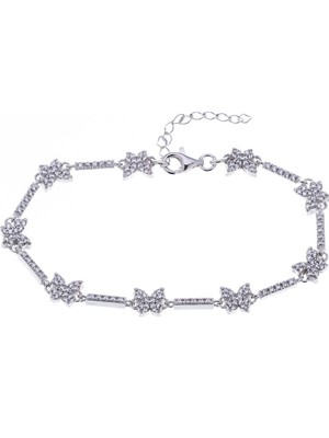 Nagiss Kelebek Detaylı Zirkon Taşlı 925 Ayar Gümüş Kadın Bileklik