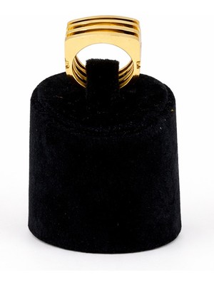 Pangu Altın Renk Geniş Form Düz Çelik Kadın Yüzük