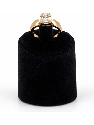 Pangu Kare Taşlı Altın Renk Çelik Yüzük