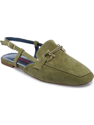 Tergan Yeşil Hakiki Süet Deri Kadın Casual Ayakkabı - K25Y1AY67913-O48