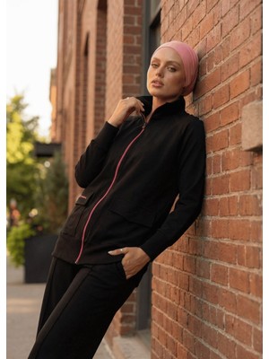 Mayovera Tesettür Eşofman Fuşya Fermuarlı