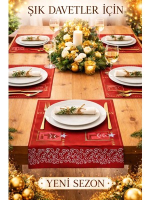 PremiumPort Yılbaşı Temalı Tek Kullanımlık 12 Amerikan Servisi Seti
