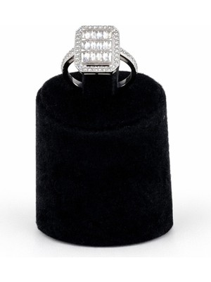 Pangu Dikdörtgen Çok Taşlı Gümüş Renk Çelik Yüzük