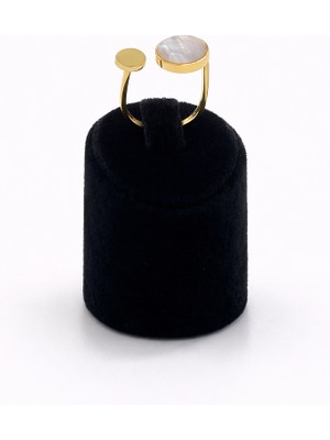 Pangu Oval Sedef Taşlı Ayarlanabilir Altın Renk Çelik Yüzük