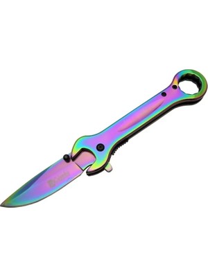 FRY Columbia 8000A Anahtar Görünümlü Renkli Kamp Çakı 19 cm - Otomatik, Metal Sap